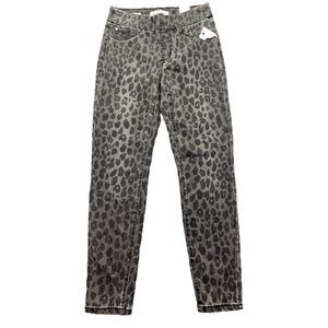 Tribal Jeans Audrey Mid Rise Ankle Jeggings Pull on Gray Leopard Sz 2‎ Women's